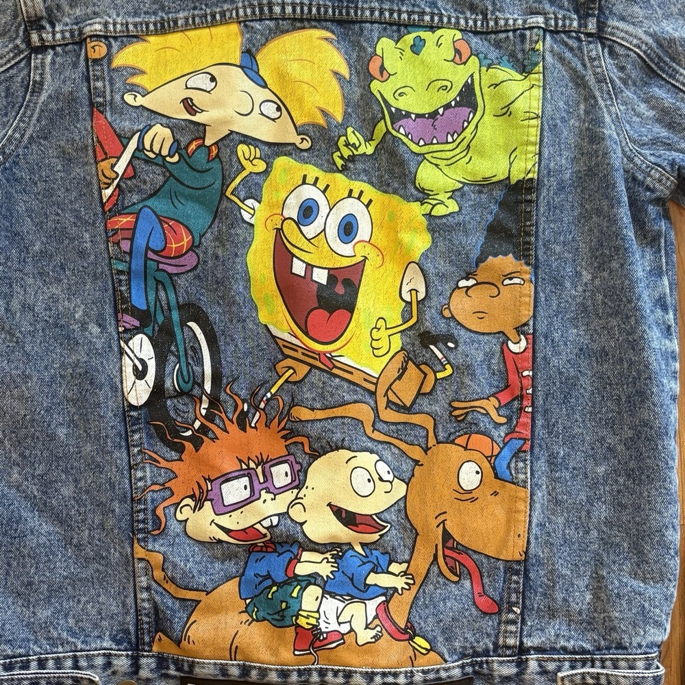 Members Only Nickelodeon Denim Jacket Size M Rugrats, SpongeBob And Hey Arnold - Picture 9 of 9